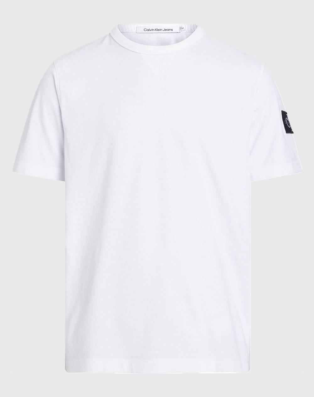 Calvin Klein Badge Tee Men Clothes T Shirts & Sweatshirts T Shirts White Cotton J30J323484 Yaf Male T-Shirts