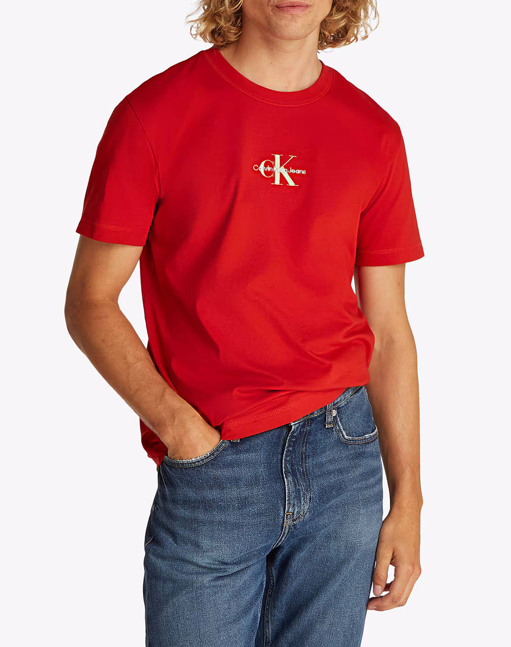 Calvin Klein Monologue Tee Men Clothes T Shirts & Sweatshirts T Shirts Red Cotton J30J325649 Xni Male T-Shirts