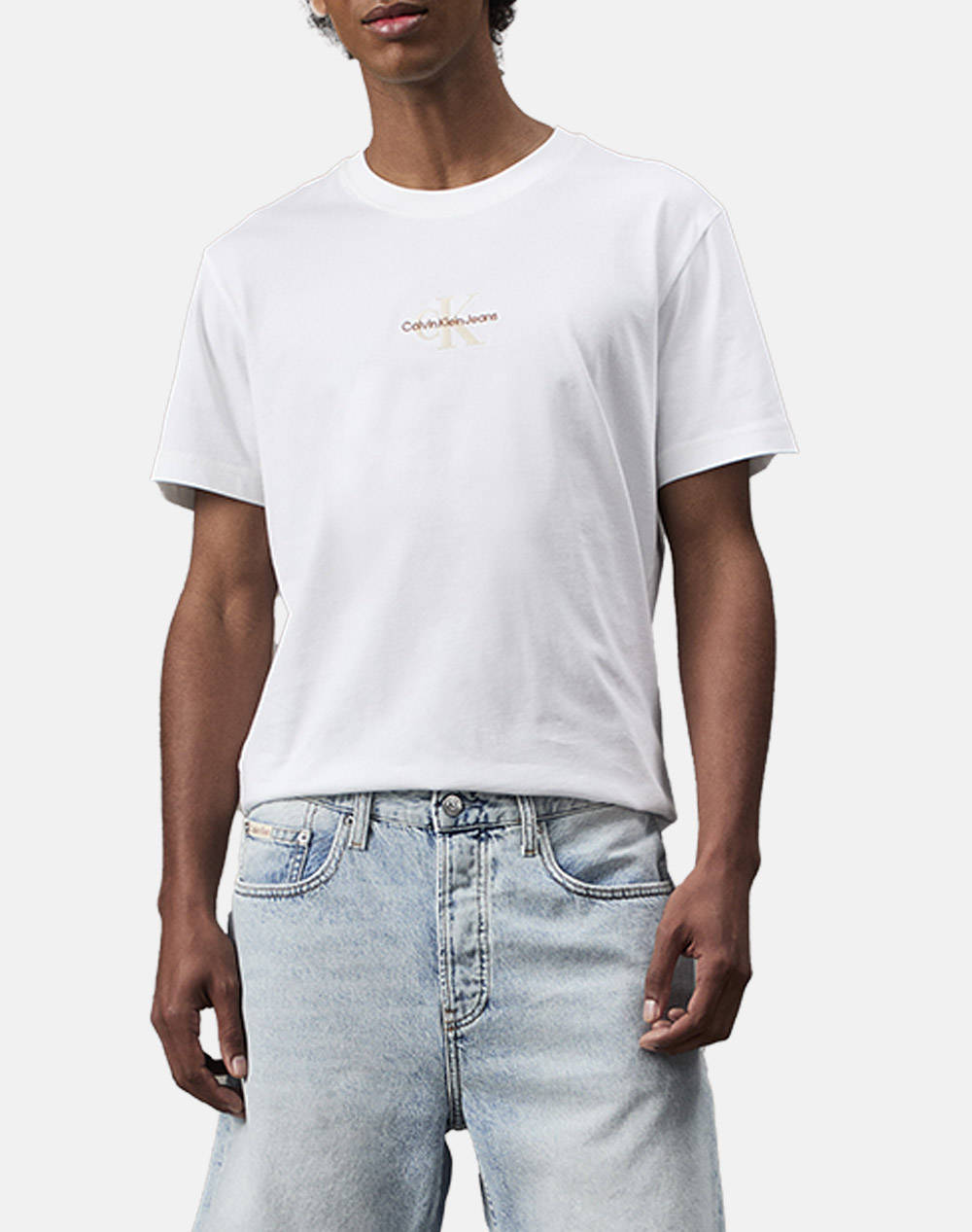 Calvin Klein Monologue Tee Men Clothes T Shirts & Sweatshirts T Shirts White Cotton J30J325649 Yaf Male T-Shirts