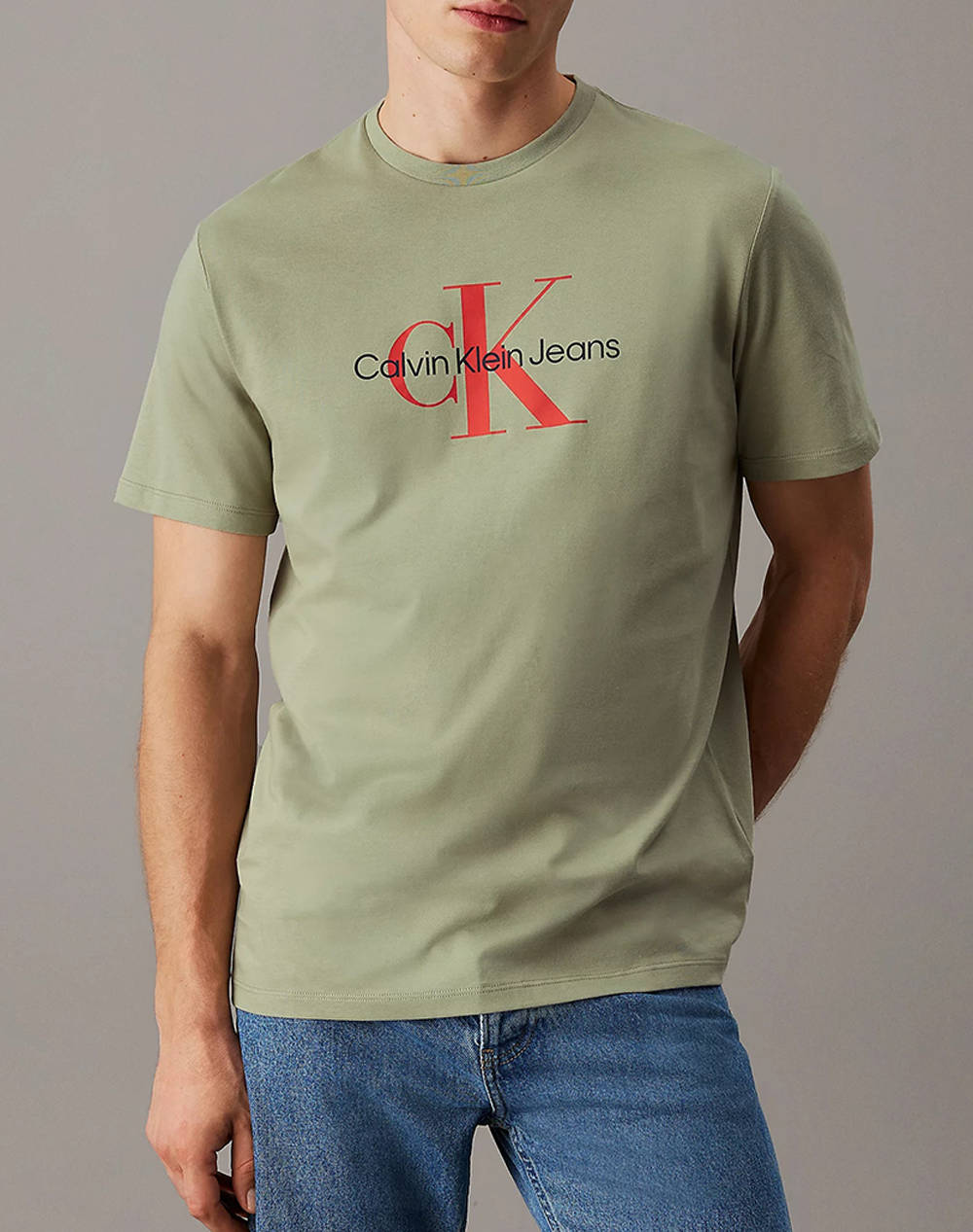 Calvin Klein Ss Hero Monogram Tee 30S Eu Opt Men Clothes T Shirts & Sweatshirts T Shirts Olive Cotton 00040Em286 Lrt Male T-Shirts