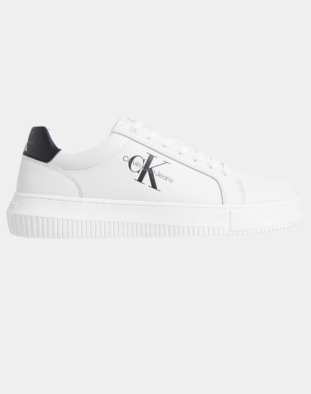 Calvin Klein Chunky Cupsole Monologo Men Footwear Sneakers White Leather Ym0Ym00681 0Ld Male Sneakers