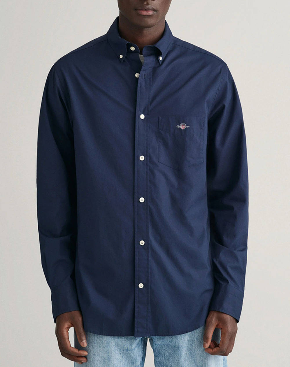 Gant Reg Poplin Shirt Ls Men Clothes Shirts Darkblue Cotton 3G3000100 410 Male Shirts Blue