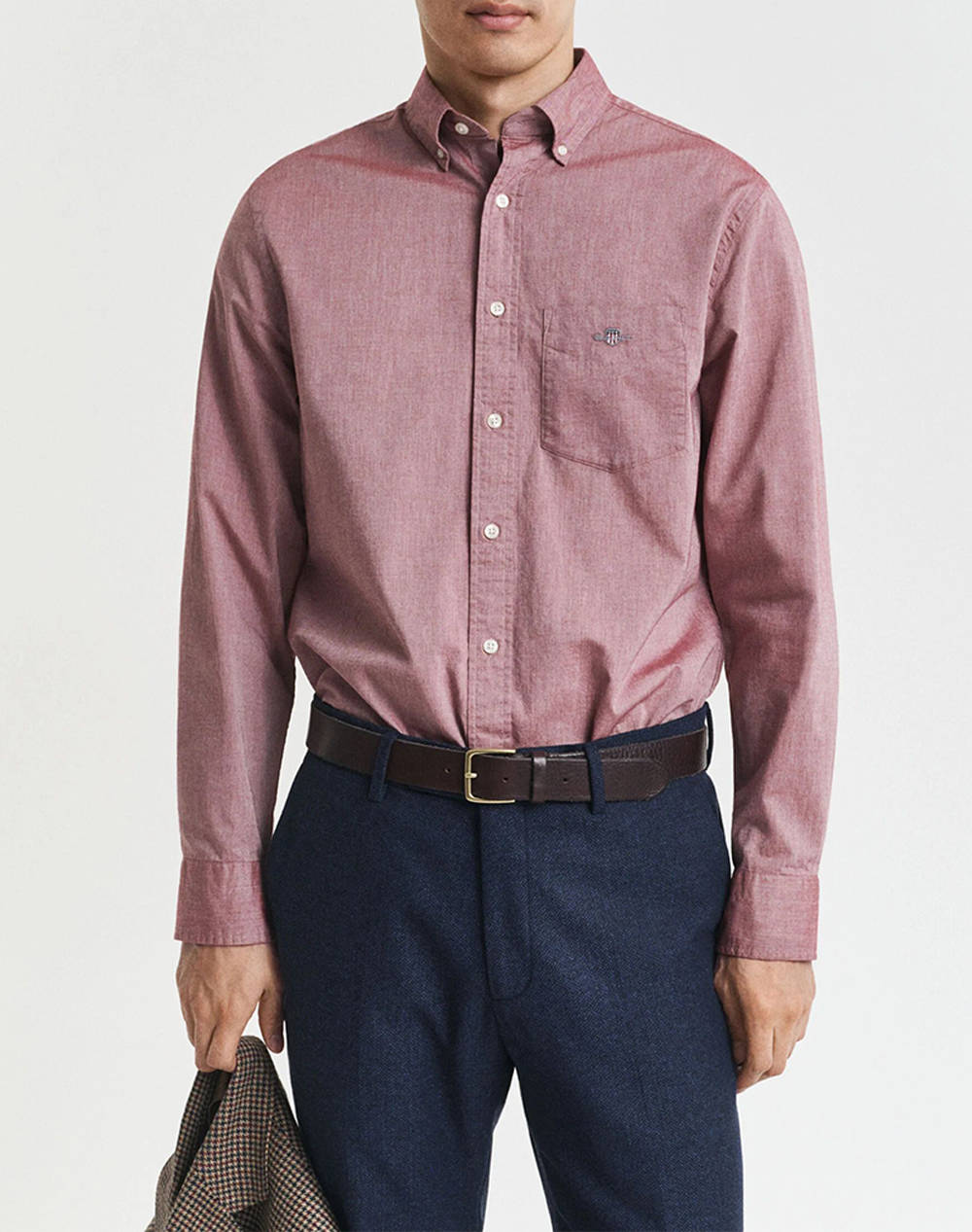 Gant Reg Poplin Shirt Ls Men Clothes Shirts Darkred Cotton 3G3000100 681 Male Shirts