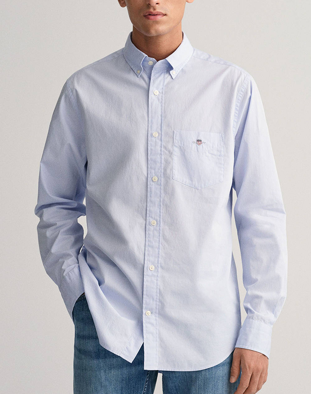 Gant Υποκαμισο Μμ Reg Poplin Shirt Ανδρας Ρουχα Πουκαμισα Lightblue Βαμβακι 3G3000100 455 - Koolfly