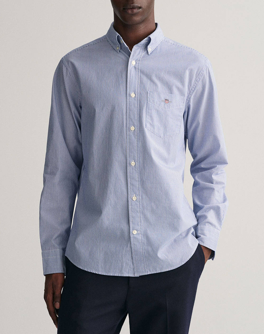 Gant Υποκαμισο Μμ Reg Poplin Banker Shirt Ανδρας Ρουχα Πουκαμισα Blue Βαμβακι 3G3000140 436 - Koolfly