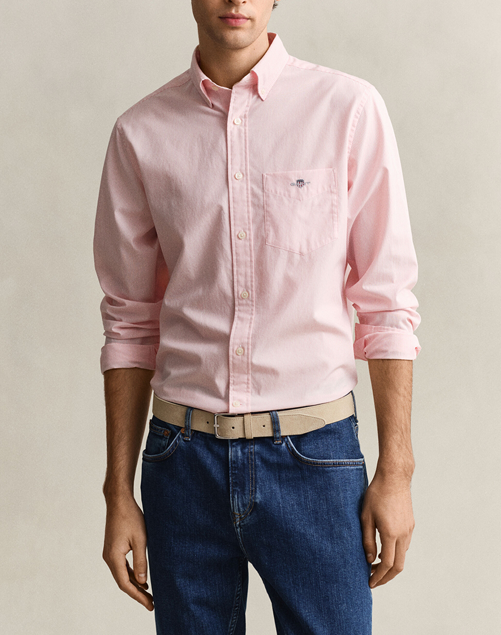 Gant Υποκαμισο Μμ Reg Poplin Banker Shirt Ανδρας Ρουχα Πουκαμισα Lightpink Βαμβακι 3G3000140 666 - Koolfly