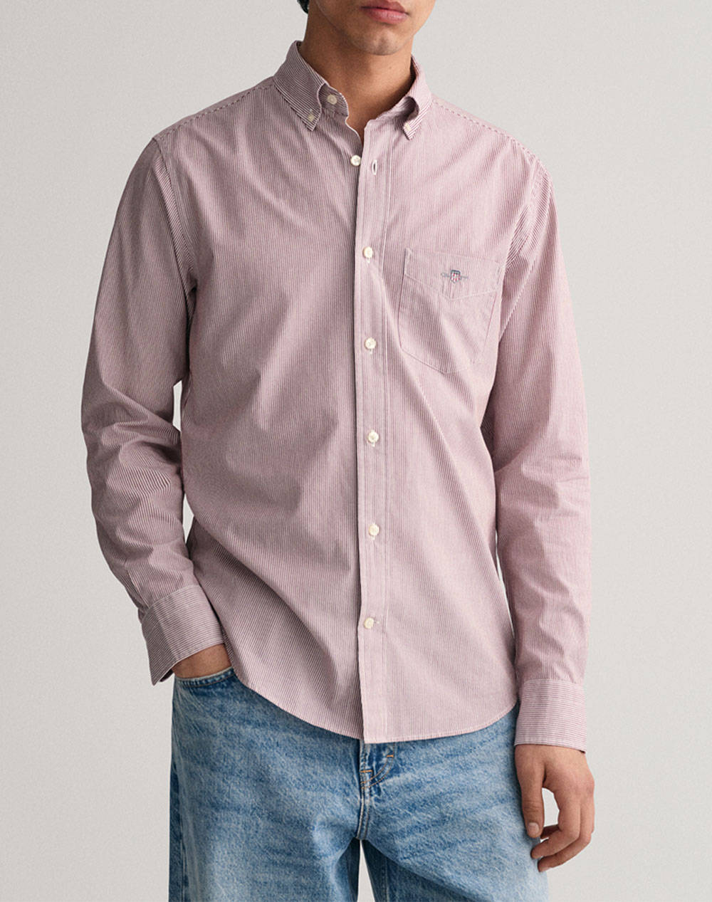 Gant Shirt Mm Reg Poplin Banker Shirt Men Clothes Shirts Deeppink Cotton 3G3000140 604 Male Shirts