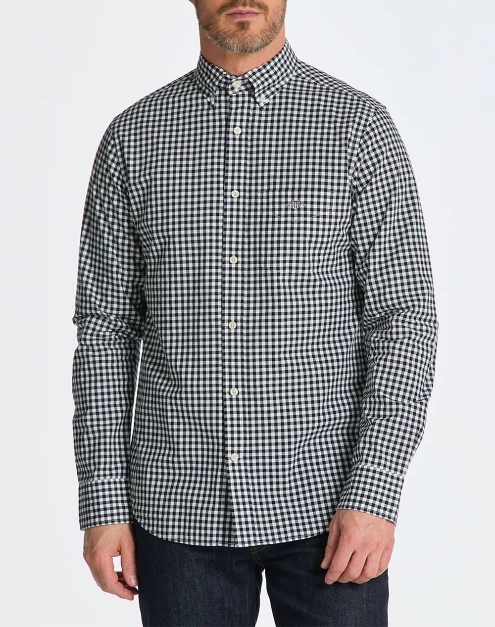 Gant Υποκαμισο Μμ Reg Poplin Gingham Shirt Ανδρας Ρουχα Πουκαμισα Black Βαμβακι 3G3000120 5
