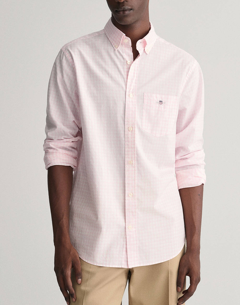 Gant Reg Poplin Gingham Shirt Ls Men Clothes Shirts Lightpink Cotton 3G3000120 662 Male Shirts