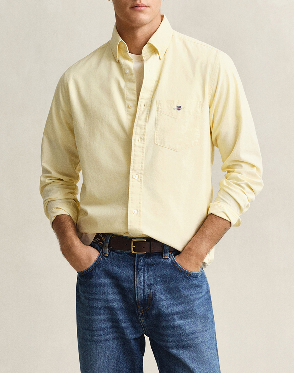 Gant Υποκαμισο Μμ Reg Oxford Shirt Ανδρας Ρουχα Πουκαμισα Gold Βαμβακι 3G3000200 725 - Koolfly