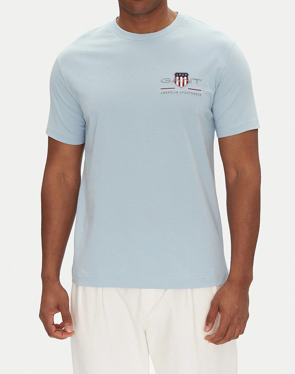 Gant Μπλουζα Κμ Reg Archive Shield Emb Ss T Shirt Ανδρας Ρουχα Μπλουζες T Shirt Ciel Βαμβακι 3G2067004 457
