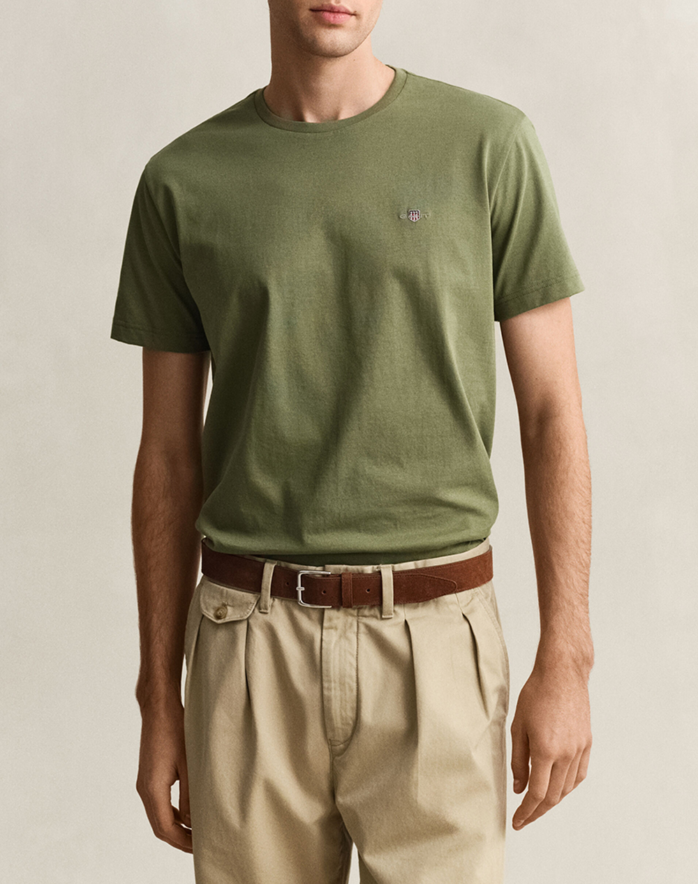 Gant Μπλουζα Κμ Reg Shield Ss T Shirt Ανδρας Ρουχα Μπλουζες T Shirt Armygreen Βαμβακι 3G2003184 379 - Koolfly