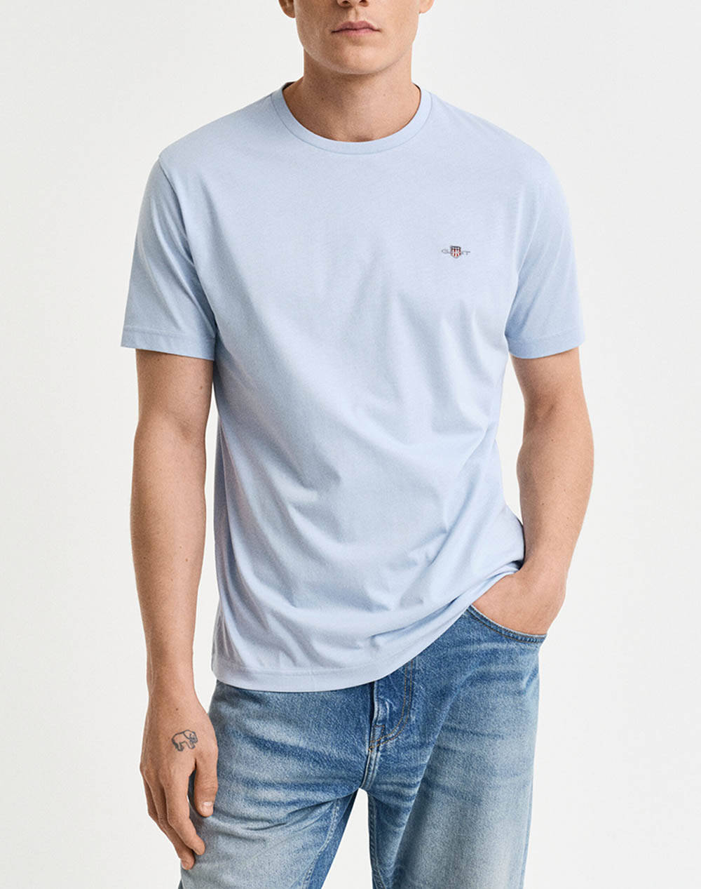 Gant Μπλουζα Κμ Reg Shield Ss T Shirt Ανδρας Ρουχα Μπλουζες T Shirt Cyan Βαμβακι 3G2003184 457
