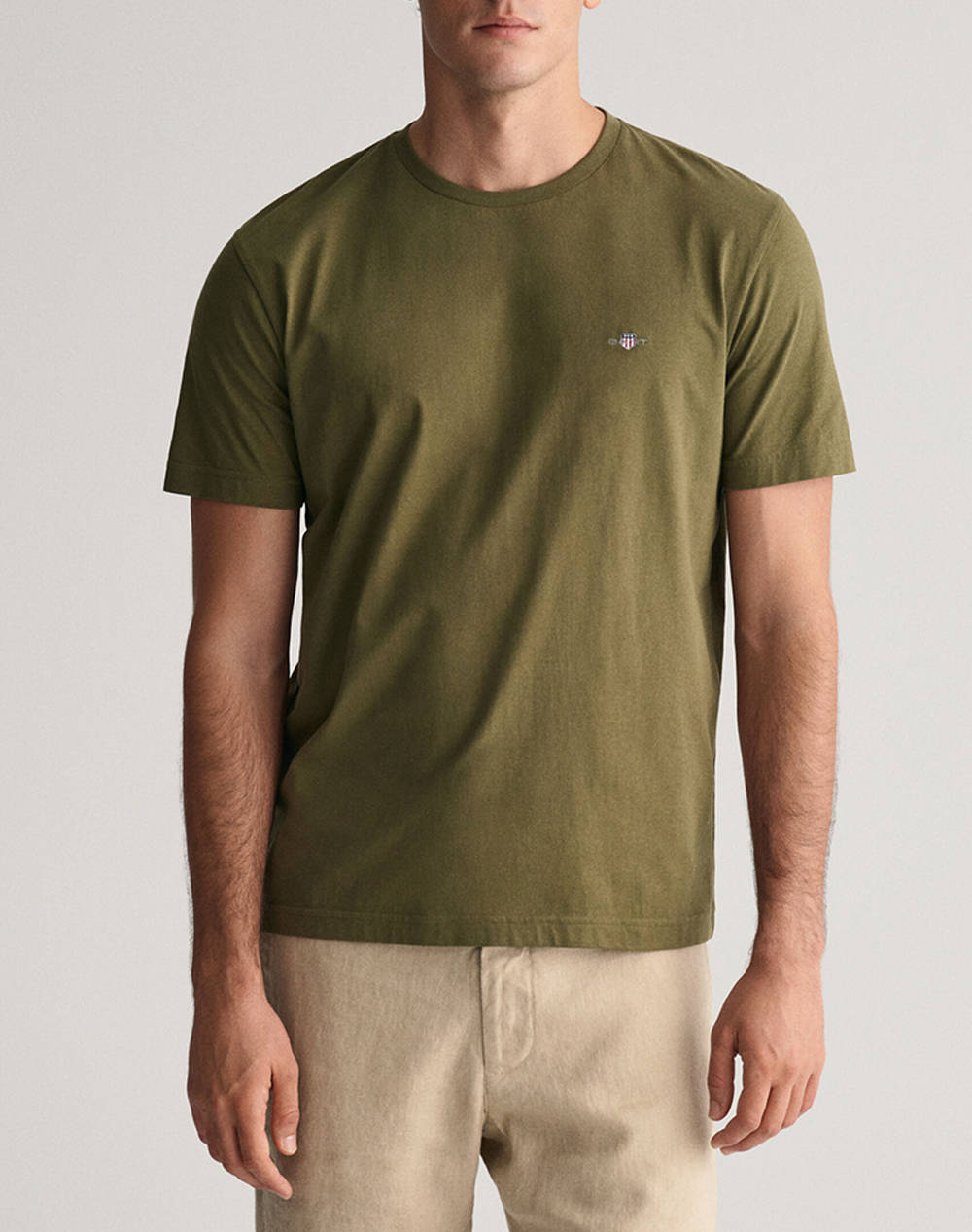 Gant Μπλουζα Κμ Reg Shield Ss T Shirt Ανδρας Ρουχα Μπλουζες T Shirt Olive Βαμβακι 3G2003184 301