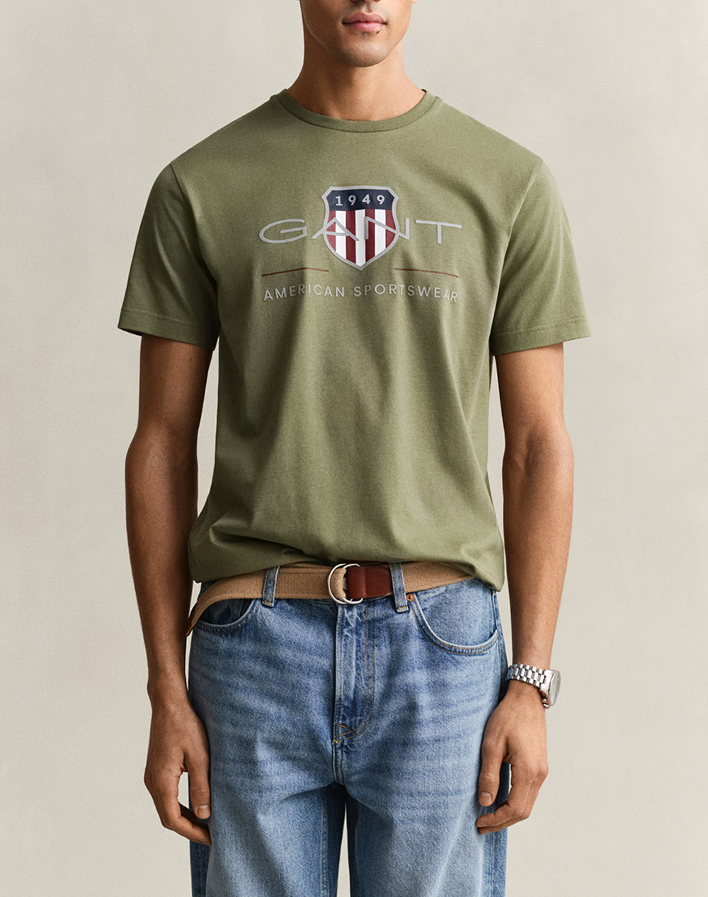 Gant Μπλουζα Κμ Reg Archive Shield Ss T Shirt Ανδρας Ρουχα Μπλουζες T Shirt Olive Βαμβακι 3G2003199 379