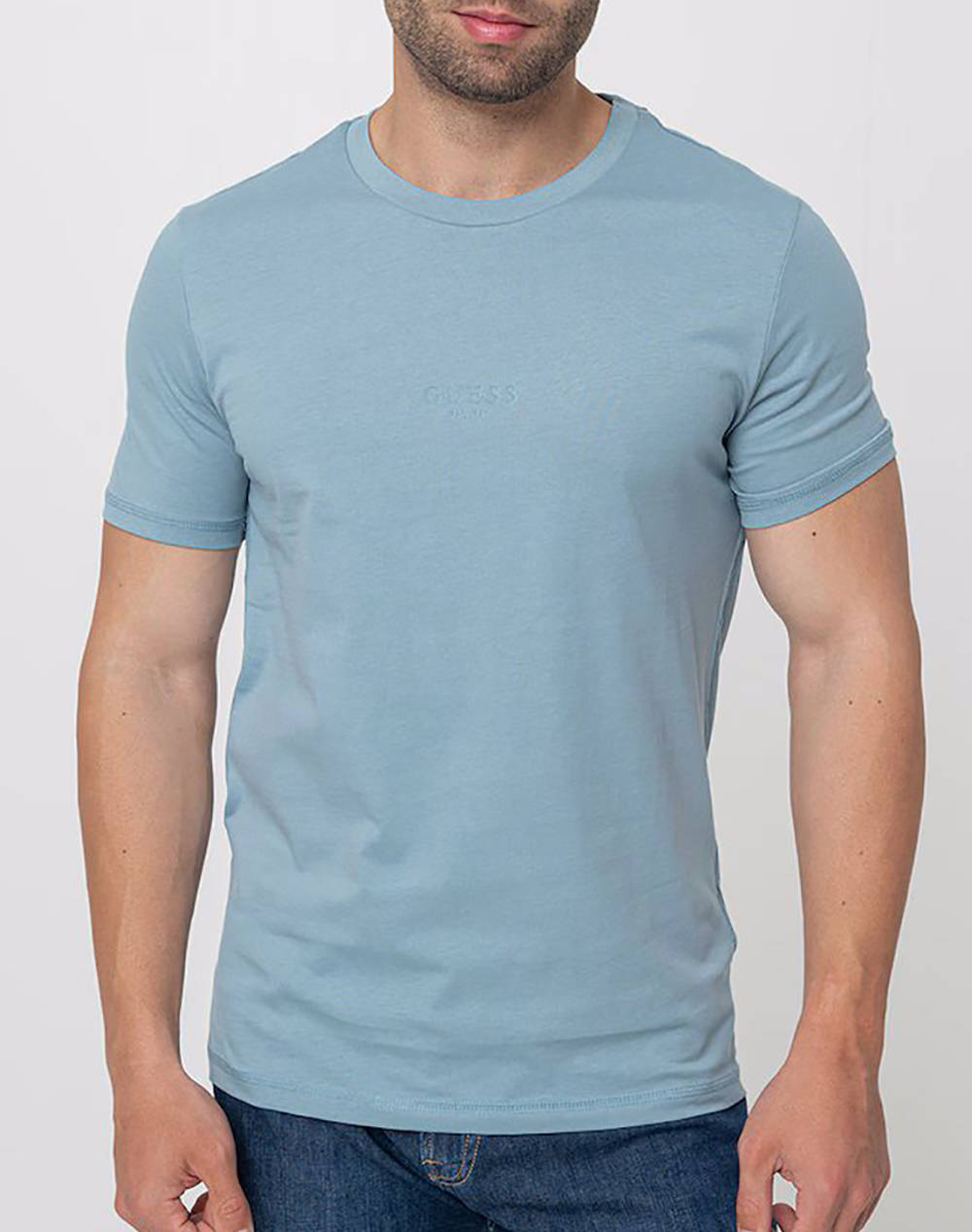 Guess Aidy Cn Ss Tee Shirt Men Men Clothes T Shirts & Sweatshirts T Shirts Lightblue Cotton M2Yi72I3Z14 G7Dv Male T-Shirts Blue