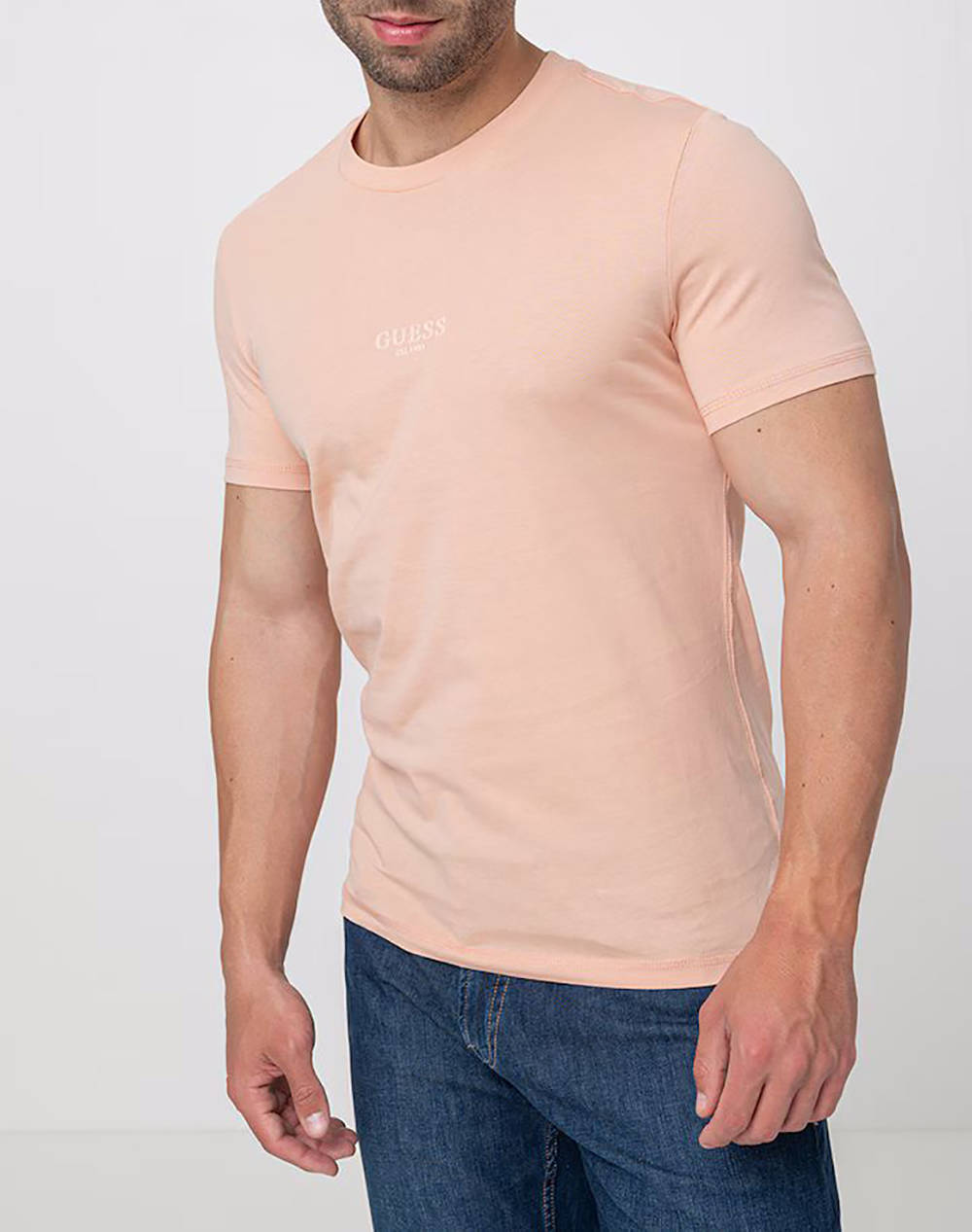Guess Aidy Cn Ss Tee Shirt Men Men Clothes T Shirts & Sweatshirts T Shirts Lightcoral Cotton M2Yi72I3Z14 G66X Male T-Shirts