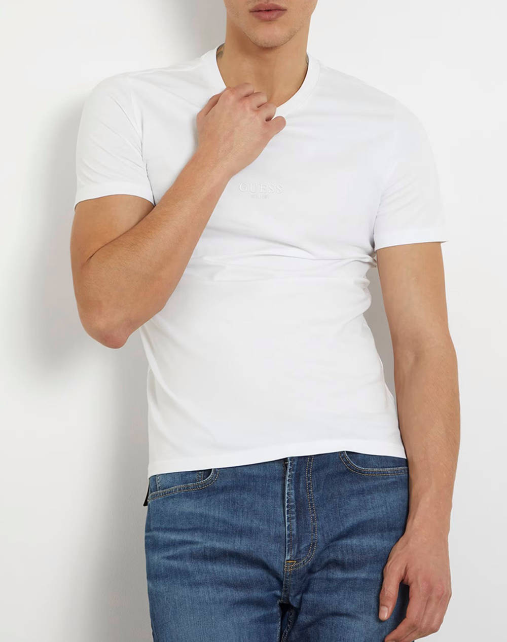 Guess Aidy Cn Ss Tee Shirt Men Men Clothes T Shirts & Sweatshirts T Shirts White Cotton M2Yi72I3Z14 G011 Male T-Shirts