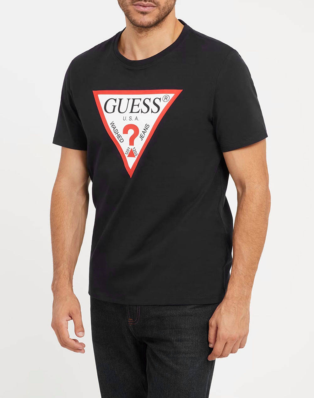 Guess Cn Ss Original Logo Tee Shirt Men Men Clothes T Shirts & Sweatshirts T Shirts Black Cotton M2Yi71I3Z14 Jblk Male T-Shirts Black