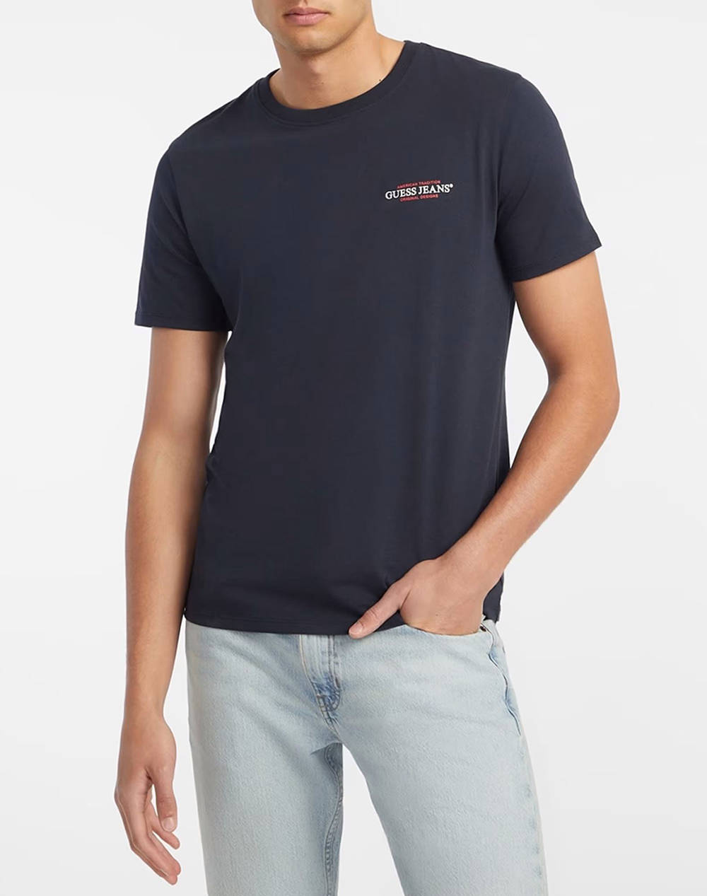 Guess Jeans Gj Ss Cn Slim American Tr Tee Μπλουζα Ανδρικο Ανδρας Ρουχα Μπλουζες T Shirt Darkblue Βαμβακι M4yi55k8hm0 A71w - Koolfly