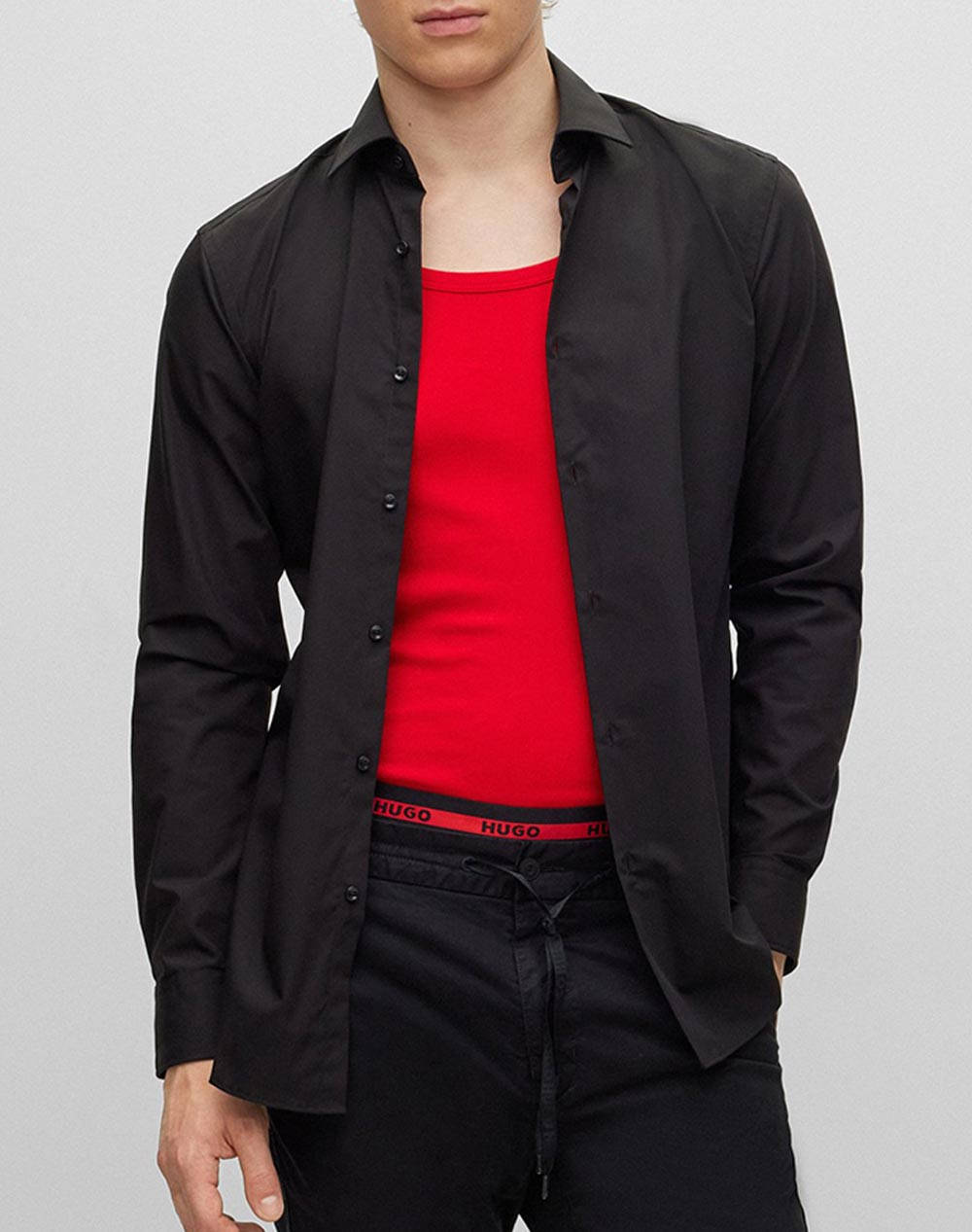 Hugo Boss Kenno 10181991 01 Men Clothes Shirts Black Cotton 50289499 001 Male Shirts Black