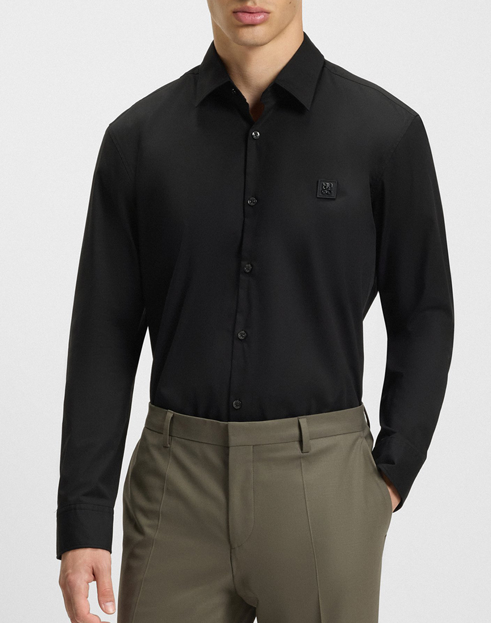Hugo Ermo 10243670 07 Ανδρας Ρουχα Πουκαμισα Black Βαμβακι,Με Ελασταν 50505315 001 001 - Koolfly