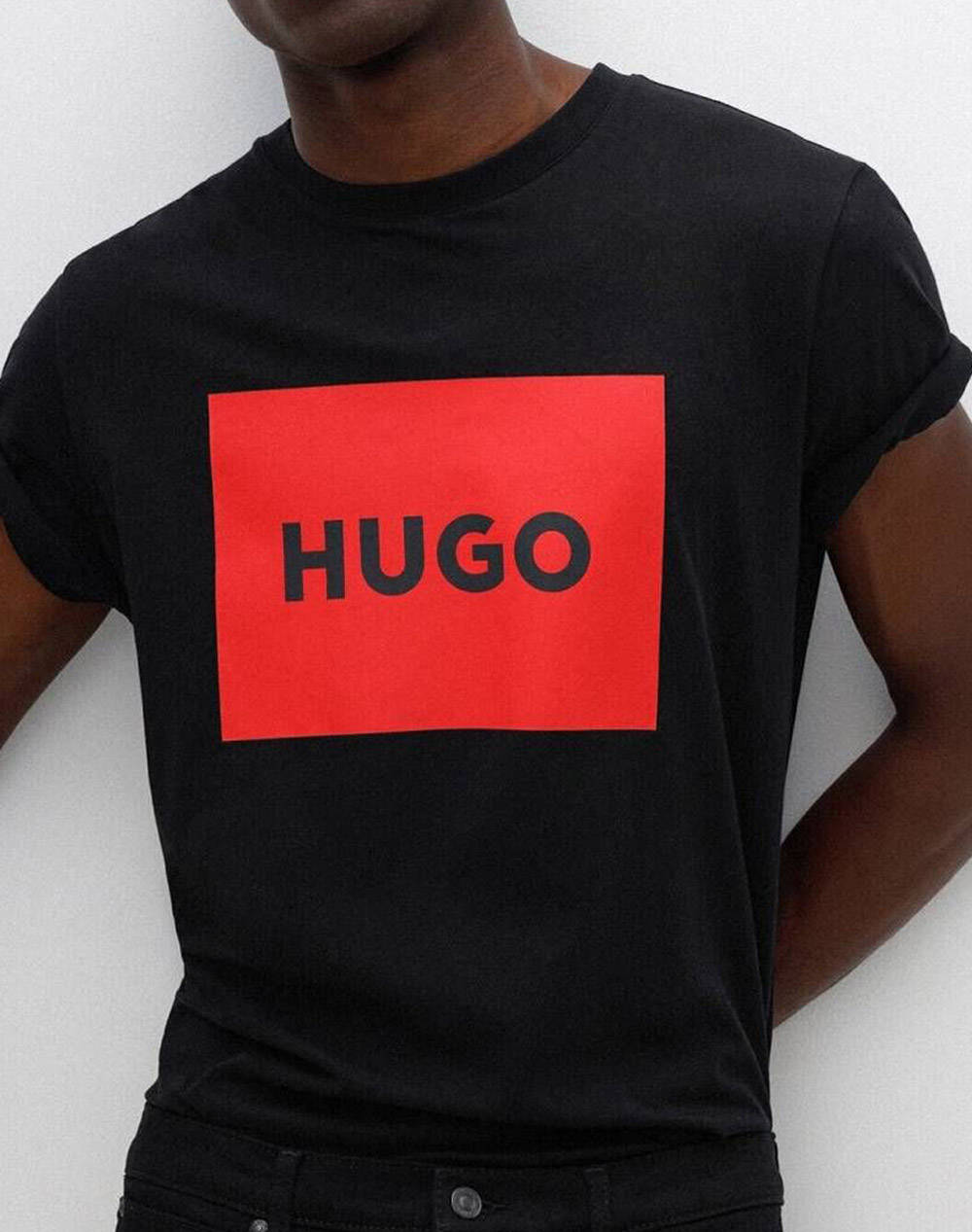 Hugo Boss Jersey Dulive222 Top Men Clothes T Shirts & Sweatshirts T Shirts Black Cotton 50467952 001 Male T-Shirts Black