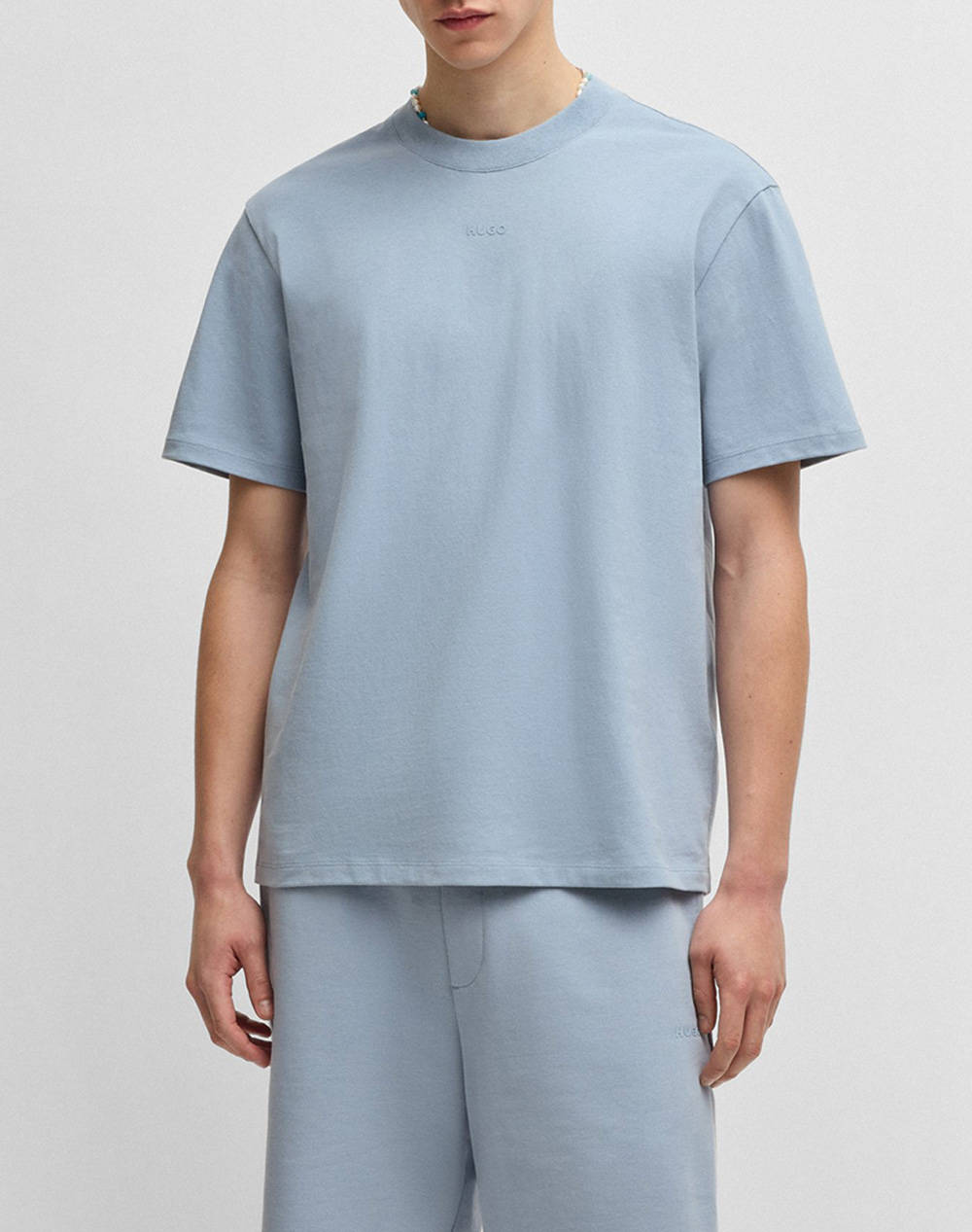 Hugo Dapolino 10248326 01 Men Clothes T Shirts & Sweatshirts T Shirts Lightblue Cotton 50488330 483 Male T-Shirts Blue