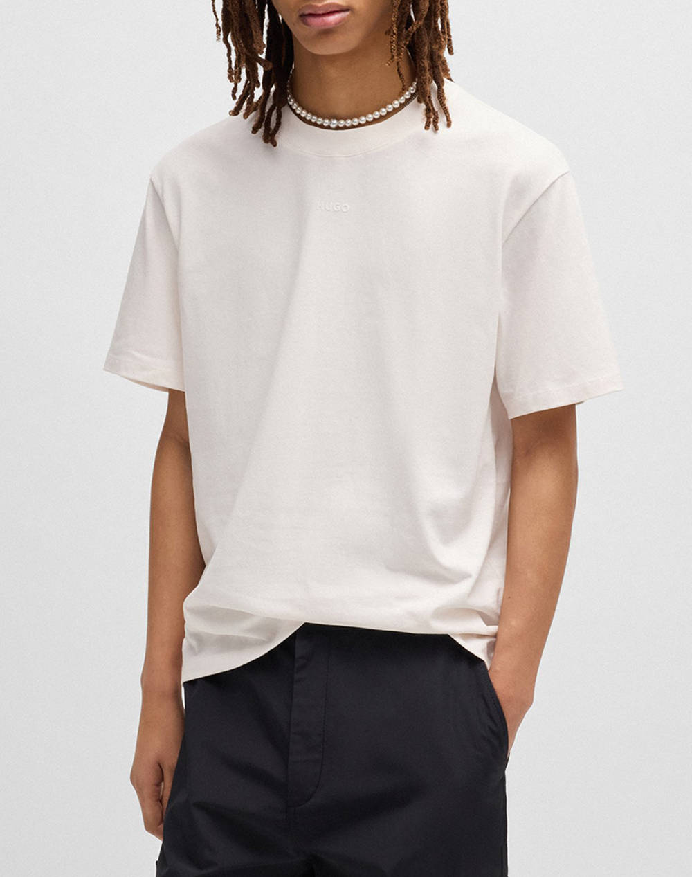 Hugo Dapolino 10248326 01 Men Clothes T Shirts & Sweatshirts T Shirts Offwhite Cotton 50488330 102 Male T-Shirts