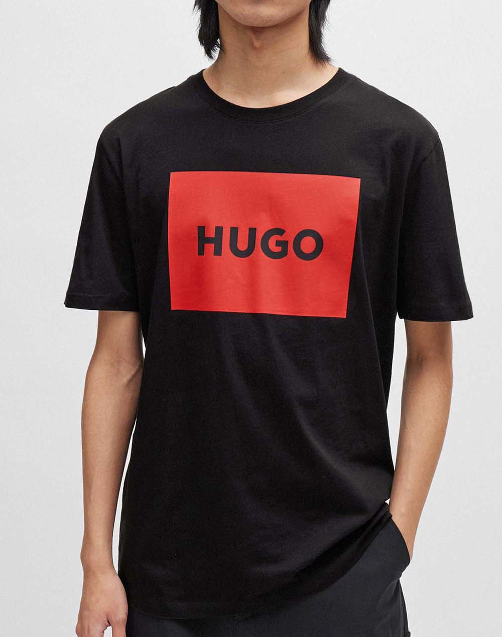 Hugo Dulive222 10229761 01 Ανδρας Ρουχα Μπλουζες T Shirt Black Βαμβακι 50467952 001 001 - Koolfly