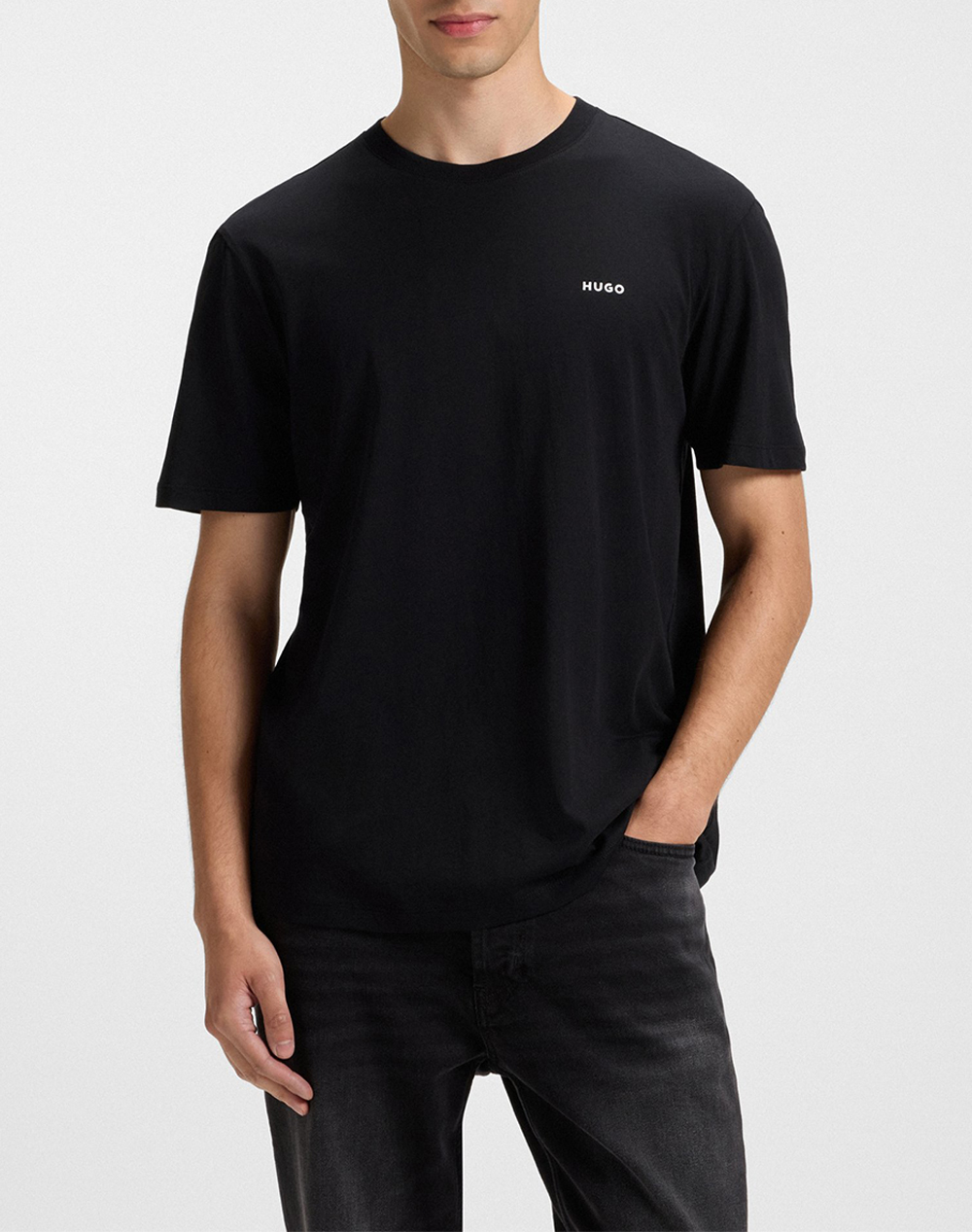 Hugo Dero222 10229761 01 Ανδρας Ρουχα Μπλουζες T Shirt Black Βαμβακι 50466158 001 001 - Koolfly