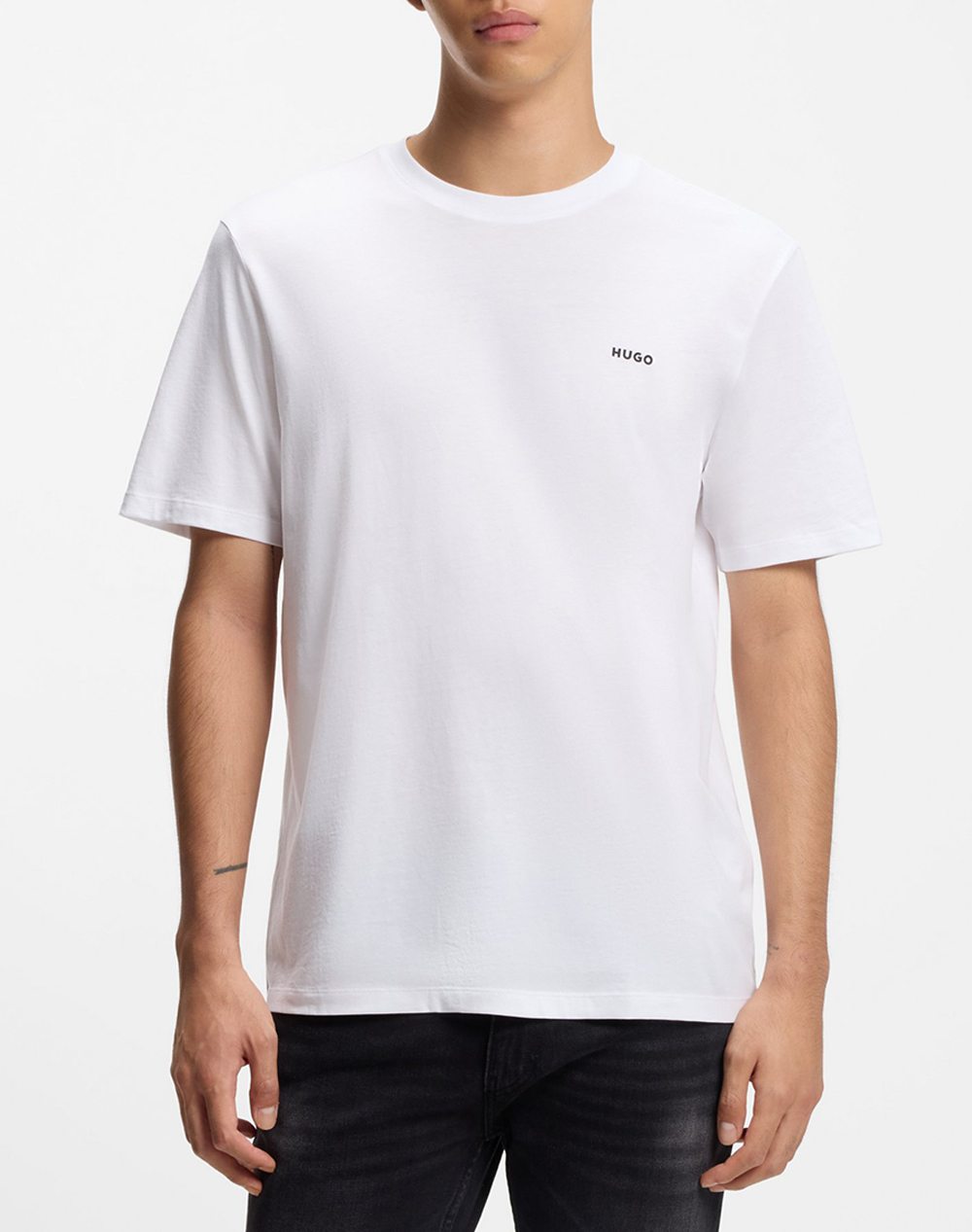 Hugo Dero222 10229761 01 Ανδρας Ρουχα Μπλουζες T Shirt White Βαμβακι 50466158 100 100
