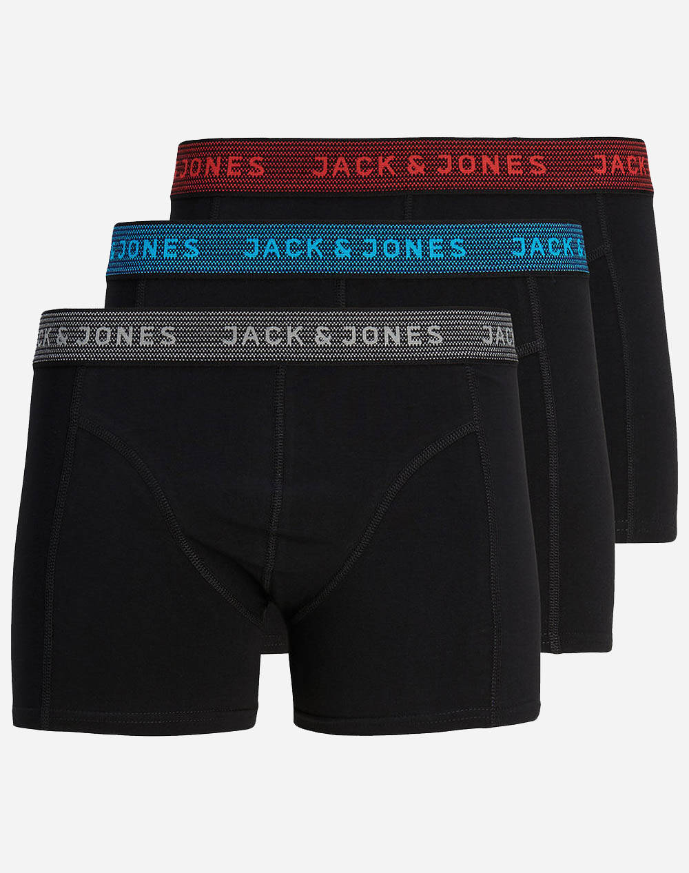 Jack&Jones Μποξερ Jacwaistband Trunks 3 Pack Noos Ανδρας Εσωρουχα Σλιπ Μποξερ Black Βαμβακι,Με Ελασταν 12127816 Asphalt - Koolfly