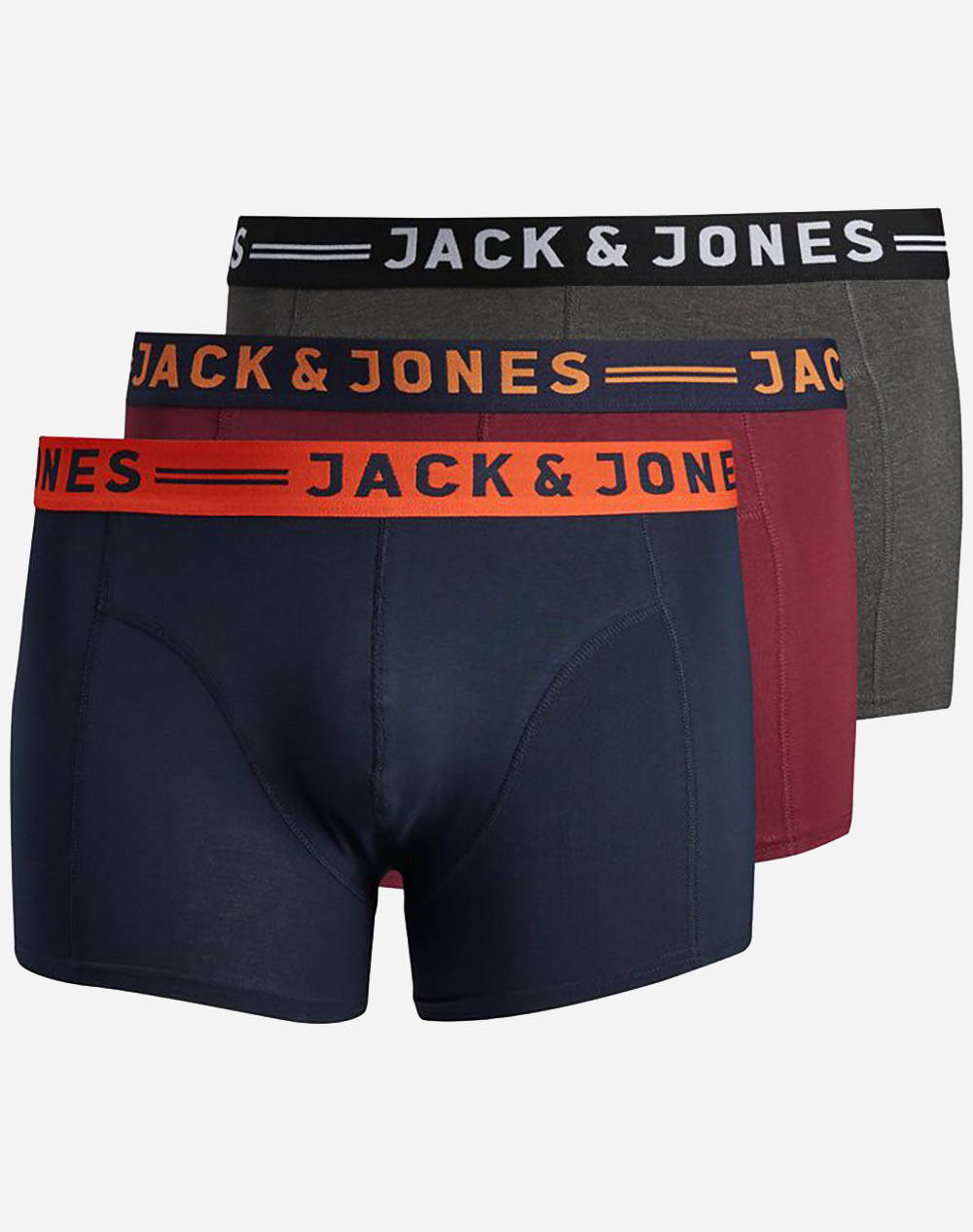 Jack&Jones Jaclichfield Trunks Noos 3 Pack Ps Men Underwear Briefs Boxer Briefs Multi Synthetic,Cotton 12147592 Burgundy Male Boxer Briefs