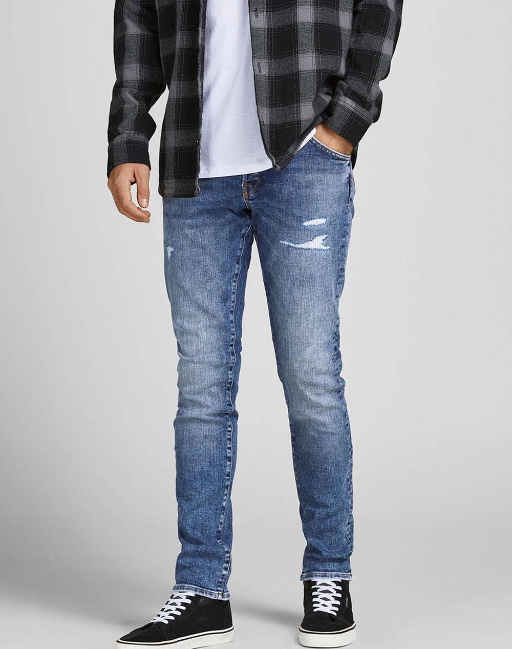 Jack&Jones Jjiglenn Jjfox Sbd 703 50Sps Noos Men Clothes Trousers Jeans Denimblue Synthetic,Cotton 12201647 Blue Denim Male Jeans Blue