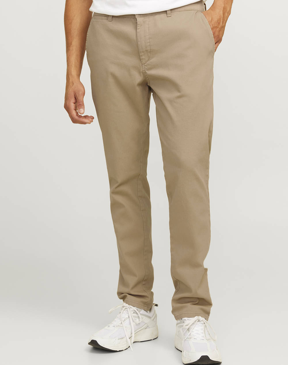 Jack&Jones Jrebmichael Slim Sharp Noos Men Clothes Trousers Chinos Biege Cotton,Elastic 12262654 Crockery Male Chinos Biege