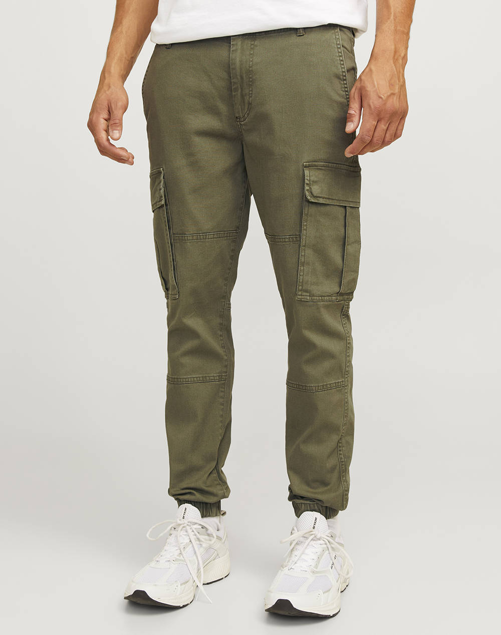 Jack&Jones Jrebmichael Slim Show Noos Men Clothes Trousers Cargo Olive Cotton,Elastic 12262655 Olive Night Male Cargo