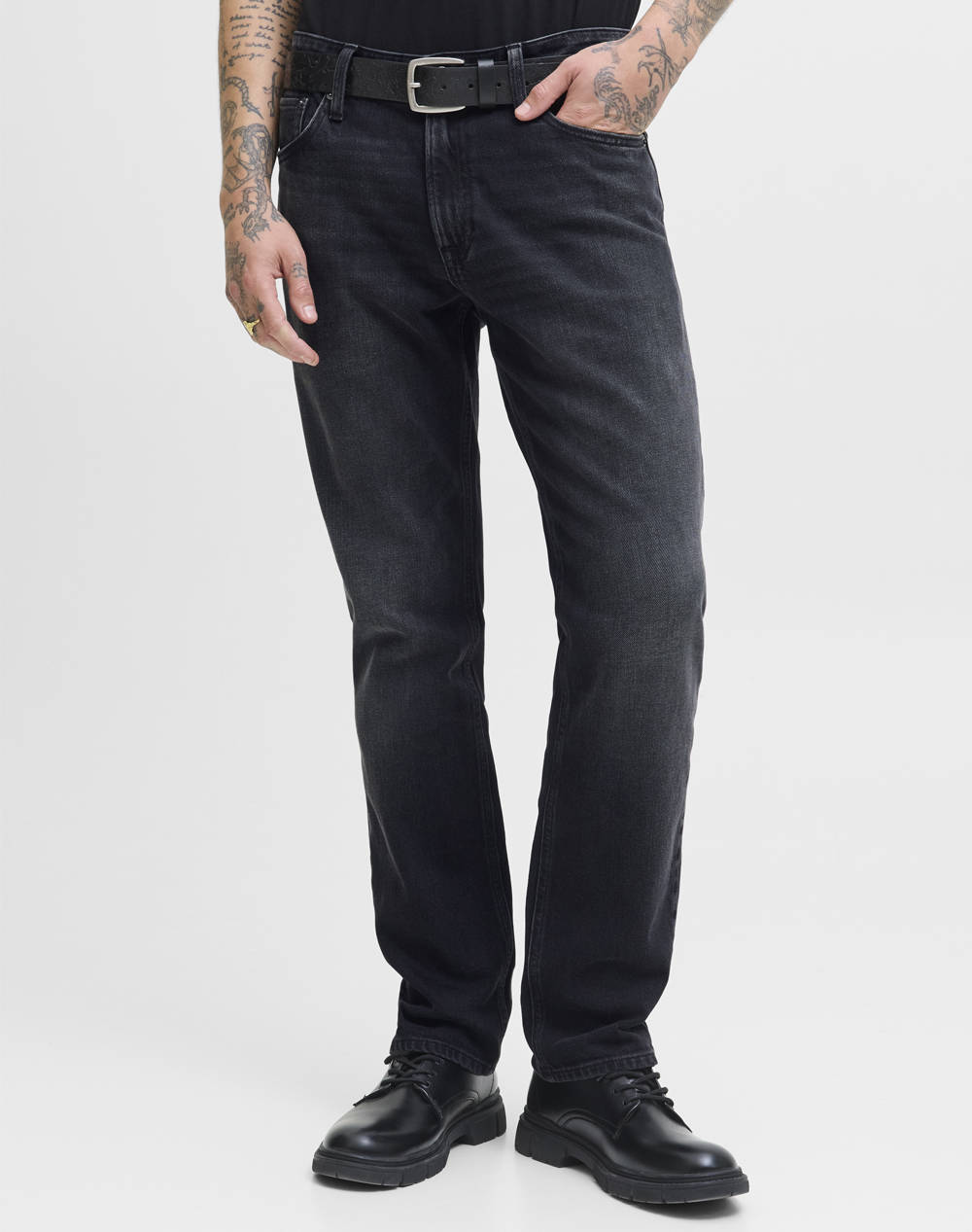 Men Clothes Trousers Jeans Denimblack Cotton,Elastic 12278247 Black Denim Male Jeans Black