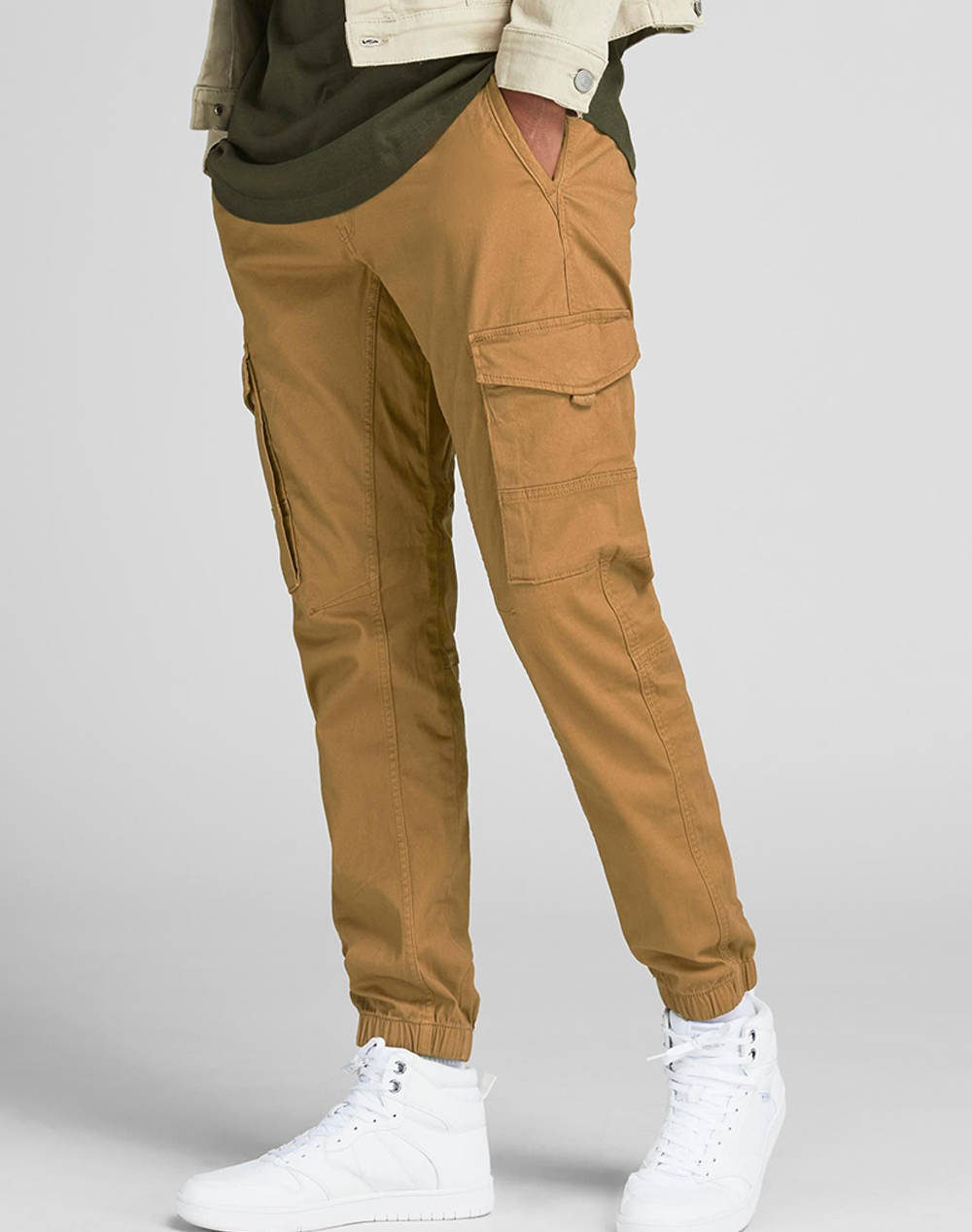 Jack&Jones Παντελονι Jjipaul Jjflake Akm 542 Black Noos Ανδρας Ρουχα Παντελονια Cargo Sandybrown Βαμβακιμε Ελασταν 12139912 Rubber