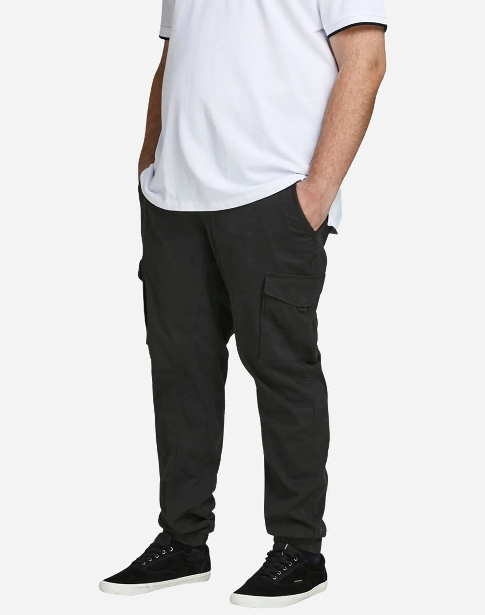 Jack&Jones Jpstpaul Jjflake Akm 542 Black Ps Noos Men Clothes Trousers Cargo Black Cotton,Elastic 12181655 Black Male Cargo Black