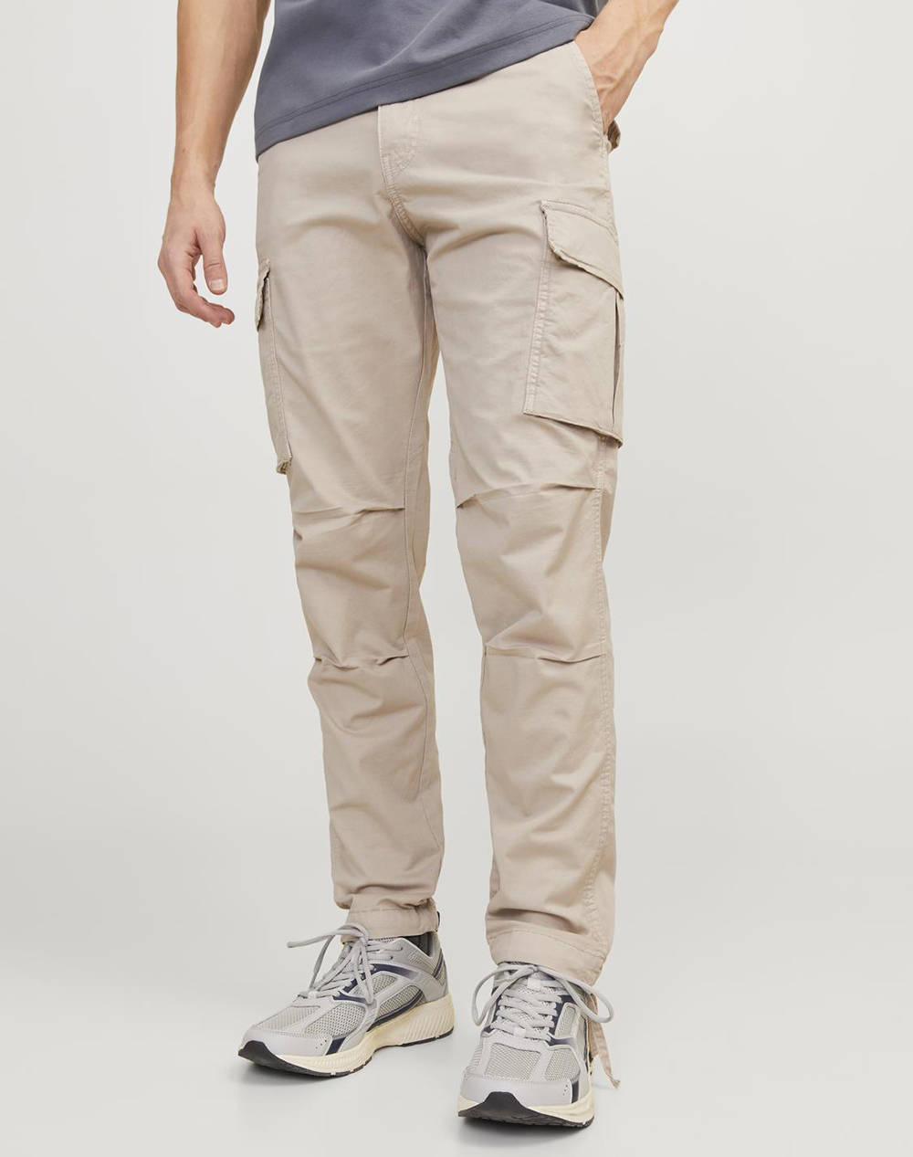 Jack&Jones Jpstace Jjtucker Cargo Ama Noos Men Clothes Trousers Cargo Biege Cotton,Elastic 12216664 Silver Cloud Male Cargo Biege