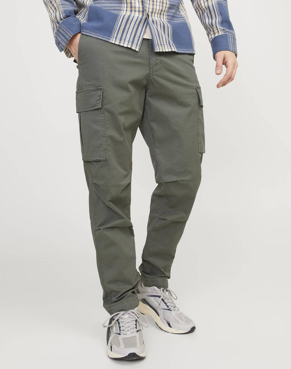 Jack&Jones Jpstace Jjtucker Cargo Ama Noos Men Clothes Trousers Cargo Khaki Cotton,Elastic 12216664 Agave Green Male Cargo Khaki