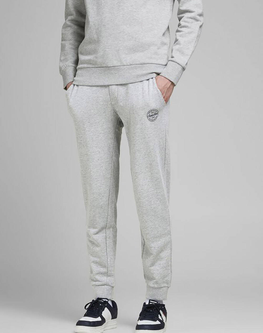 Jack&Jones Jjigordon Jjshark Sweat Pants At Noos Men Clothes Trousers Sweat Pants Lightgray Cotton 12165322 Light Grey Melange Male Sweat Pants