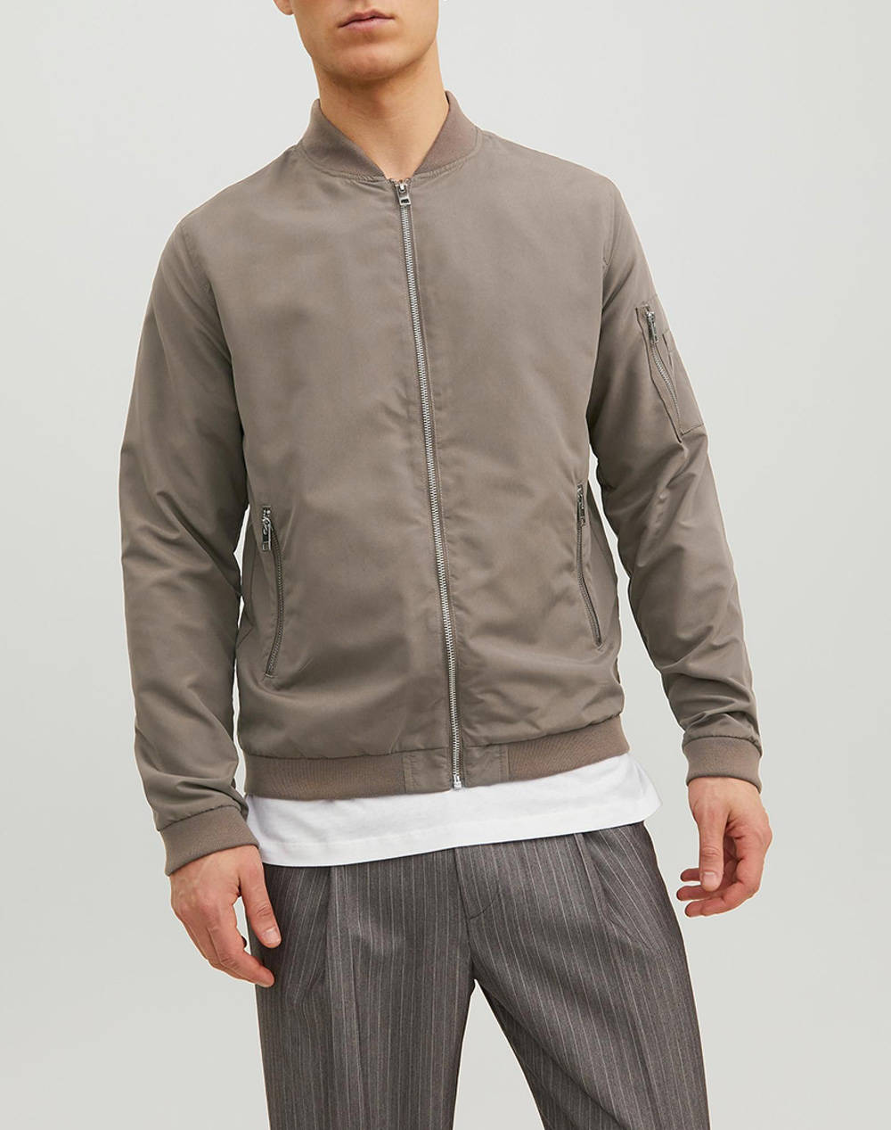 Jack&Jones Μπουφαν Jjerush Bomber Noos Ανδρας Ρουχα Πανωφορια Μπουφαν Gray Συνθετικο 12165203 Falcon