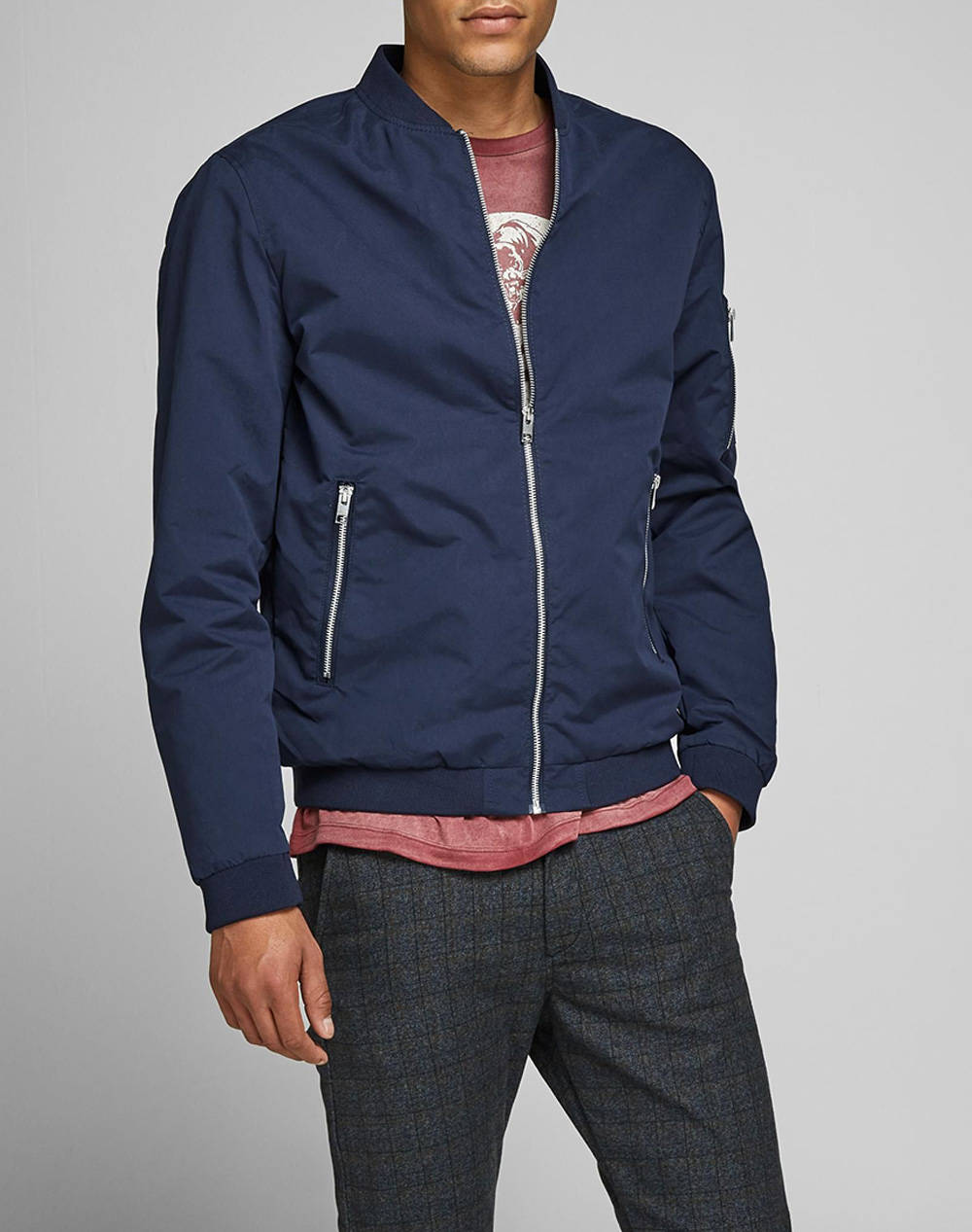 Jack&Jones Μπουφαν Jjerush Bomber Noos Ανδρας Ρουχα Πανωφορια Μπουφαν Navyblue Συνθετικο 12165203 Navy Blazer - Koolfly