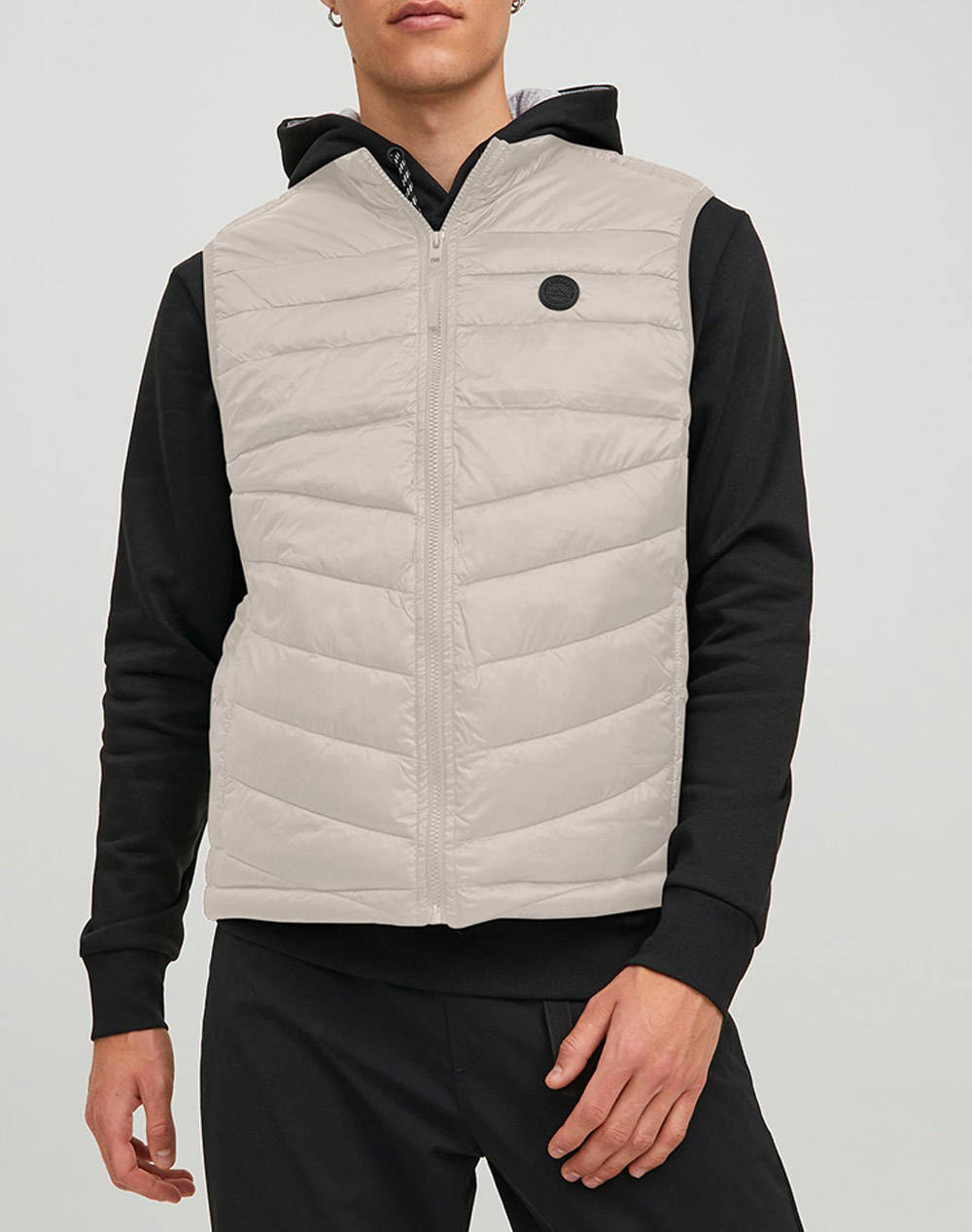 Jack&Jones Jjehero Bodywarmer Collar Noos Men Clothes Outerwear Vest Jackets Ecru Synthetic 12211790 Moonbeam Male Vest Jackets