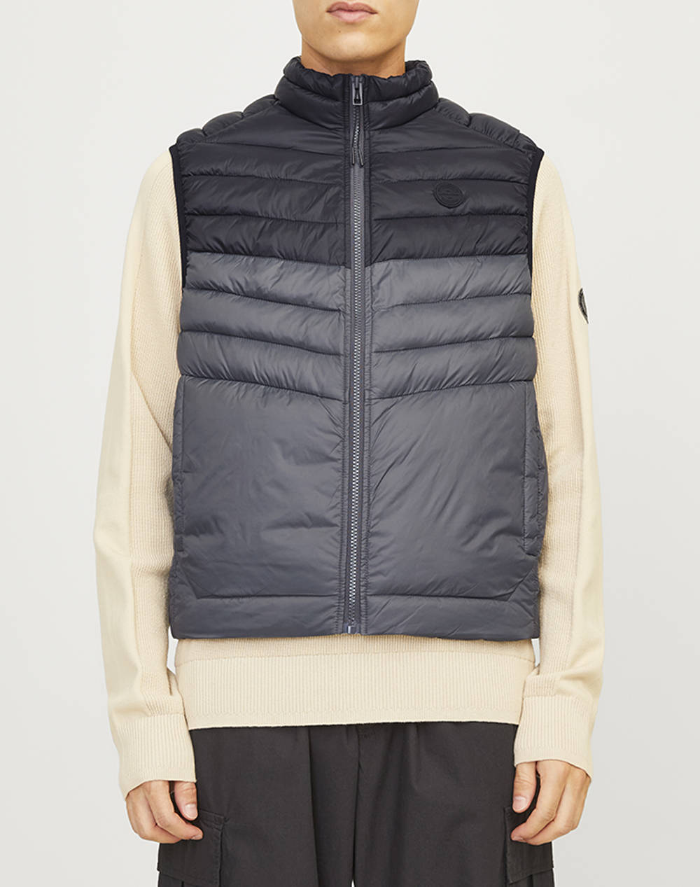 Jack&Jones Jjesprint Bodywarmer Collar Noos Ανδρας Ρουχα Πανωφορια Γιλεκα Darkgray Συνθετικο 12258457 Asphaltblack Blocking