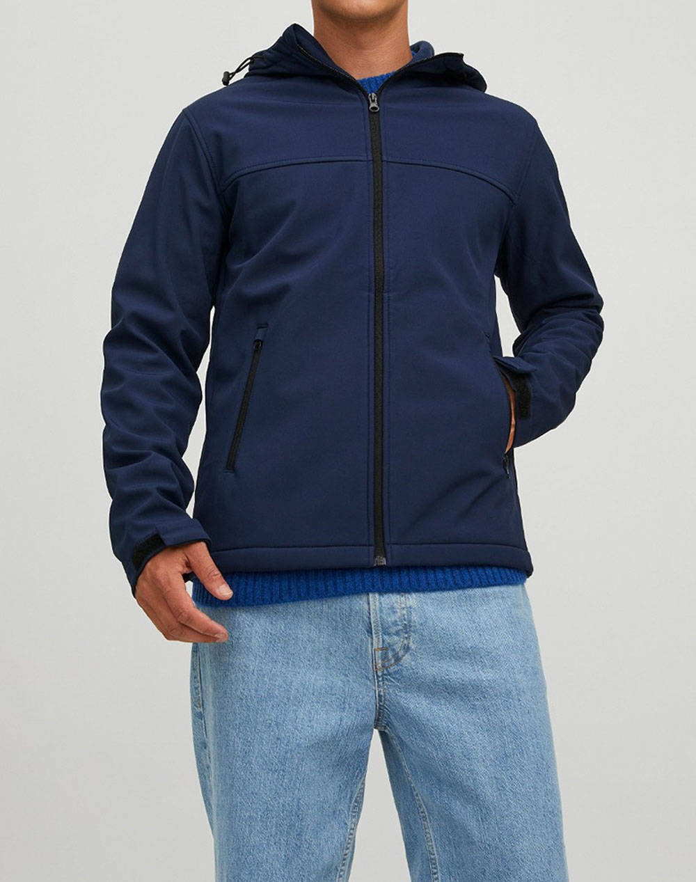 Jack&Jones Jjemarvin Hood Softshell Noos Men Clothes Outerwear Jackets Midnightblue Elastic,Synthetic 12212363 Navy Blazer Male Jackets Blue