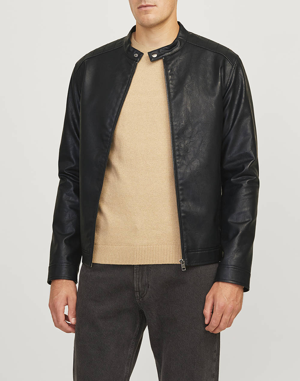 Jack&Jones Jrebcaleb Pu Jacket Noos Men Clothes Outerwear Jackets Black Imitation Leather 12264054 Black Male Jackets Black