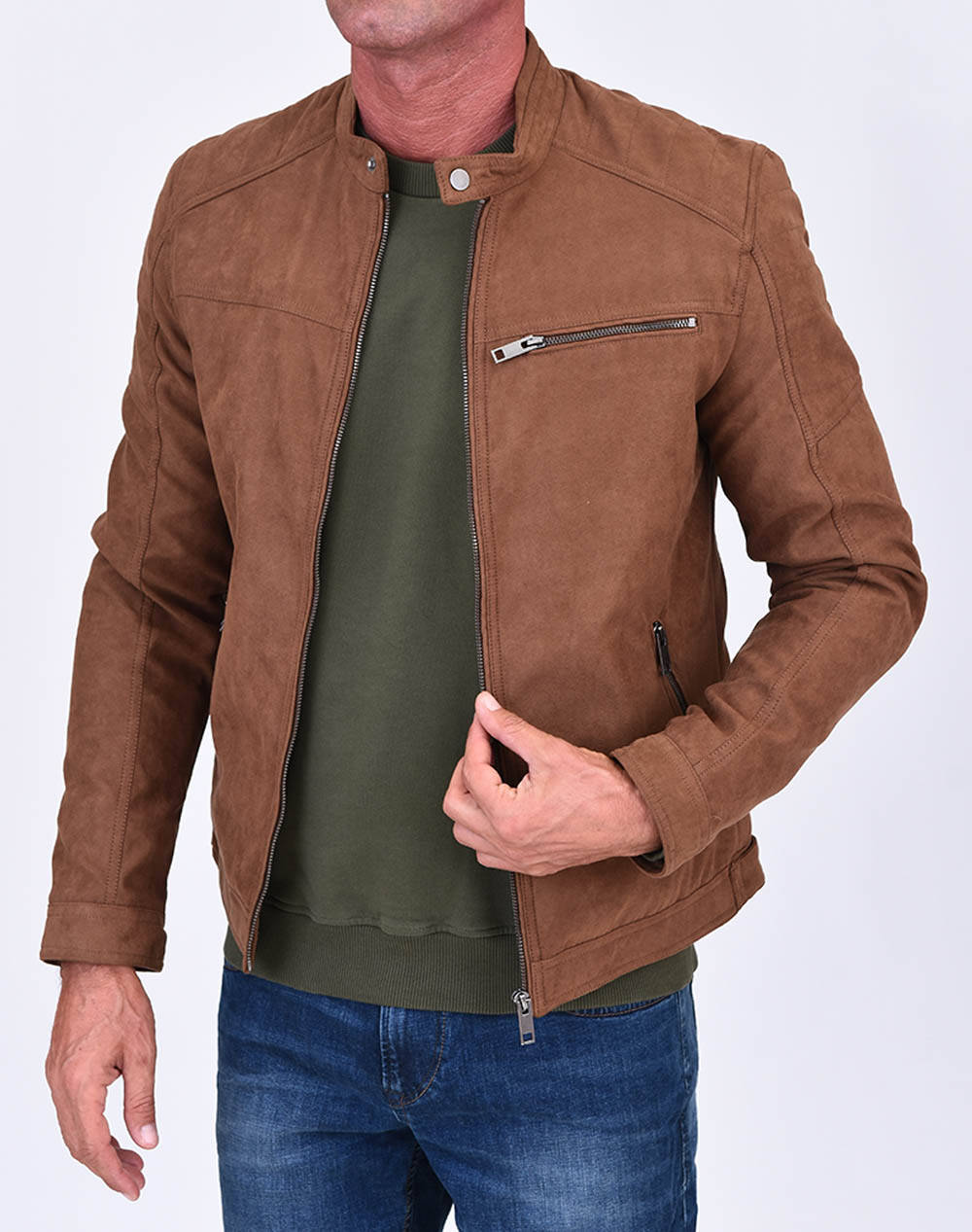 Jack Jones Μπουφαν Jacket Jcorocky Ανδρας Ρουχα Πανωφορια Μπουφαν Sandybrown Απομιμηση Δερματος,Συνθετικο 12147218 Cog - Koolfly